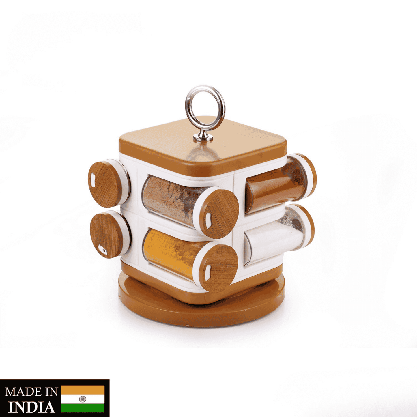 360° Revolving Spice Rack Organizer (8-Jar) – Unbreakable Countertop Masala Carousel