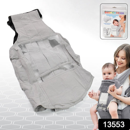 Ergonomic 6-in-1 Baby Carrier Bag – Multi-Mode Adjustable Infant Sling with 3D Breathable Honeycomb Mesh, Padded Waistband & Detachable Front Panel for Newborns & Toddlers (Grey, Model 13553)