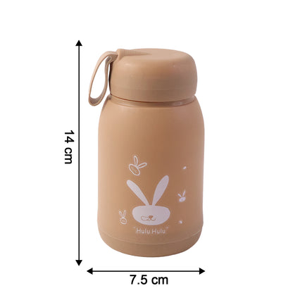 Cute Bunny Print Glass Drinking Bottle 330ml – Aesthetic Reusable Pastel Water Bottle with Leak-Resistant Lid & Carry Loop for Kids, School & Travel (Brown, Model 8500)