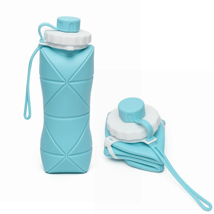 600ml Collapsible Silicone Water Bottle – Foldable Leakproof Sports Bottle with Carrying Strap for Gym, Travel, Office & Outdoor (Model 14368)