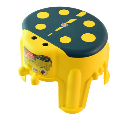 Apex Bubble Kids Stool – Durable Plastic Step Stool for Toddlers with Anti-Slip Textured Seat, 45kg Load Capacity, Stable Wide Base for Bathroom Sink, Potty Training & Playroom (Yellow & Blue, Model 11712)