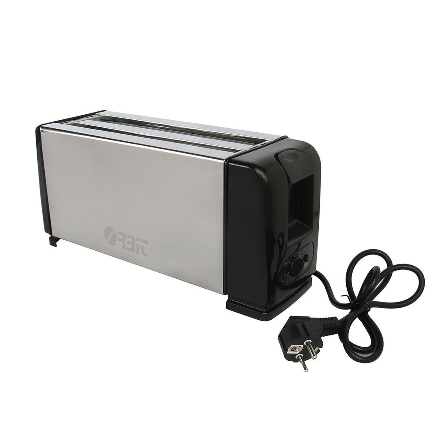 Orbit 1200W 4-Slice Pop-Up Toaster – Stainless Steel Bread Toaster Machine with Adjustable Browning Control & Removable Crumb Tray (Silver/Black)