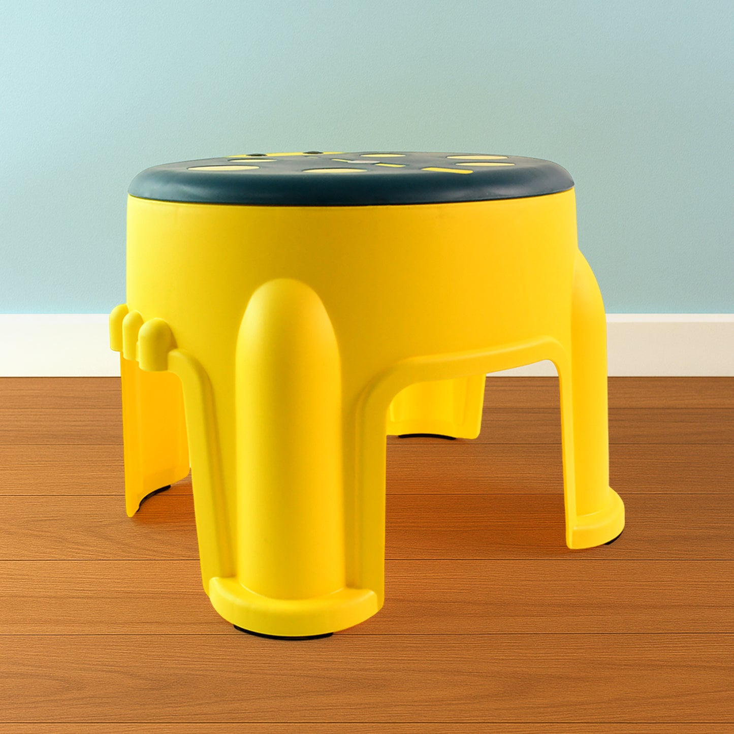 Apex Bubble Kids Stool – Durable Plastic Step Stool for Toddlers with Anti-Slip Textured Seat, 45kg Load Capacity, Stable Wide Base for Bathroom Sink, Potty Training & Playroom (Yellow & Blue, Model 11712)