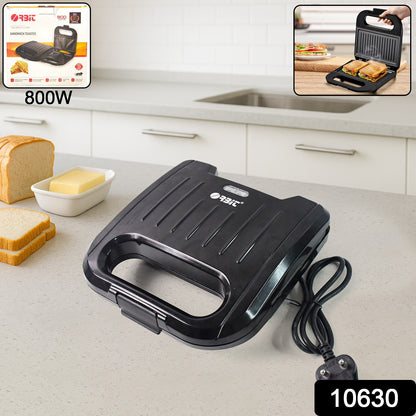 Orbit 800W Grilled Sandwich Toaster Maker – Non-Stick Panini Grill Machine with Cool-Touch Handle & Auto Indicator Light for Quick Breakfast (Black)