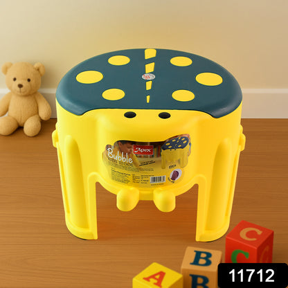 Apex Bubble Kids Stool – Durable Plastic Step Stool for Toddlers with Anti-Slip Textured Seat, 45kg Load Capacity, Stable Wide Base for Bathroom Sink, Potty Training & Playroom (Yellow & Blue, Model 11712)