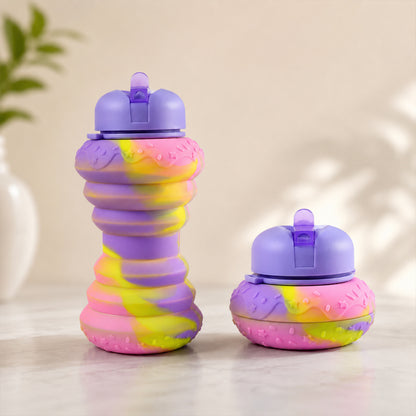 600ML Collapsible Silicone Style Water Bottle – Foldable Sports Drinking Bottle with Flip Cap for Kids School, Gym, Travel & Outdoor Hydration (Model 13245)