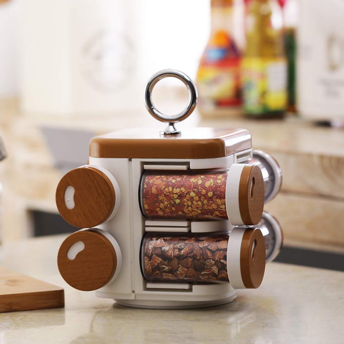 360° Revolving Spice Rack Organizer (8-Jar) – Unbreakable Countertop Masala Carousel